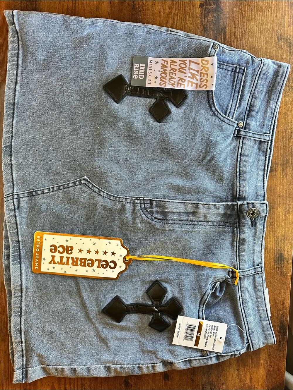 Stretch Denim Y2K Grunge Alt-Goth Streetwear Celebrity Ace mini skirt Jr 16 NWT